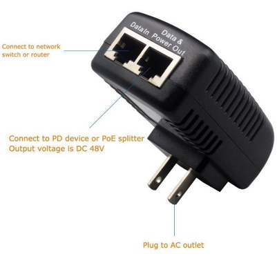 48V 0,5A muurplug POE-injector Ethernet-adapter voor IP-telefoon/CCTV IP-camera stroomvoorziening VS EU UK AU