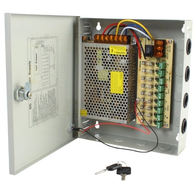 Uitgangstype Single 9 Port 5 Amp 12V DC Distribution Power Supply Box Cabinet voor CCTV