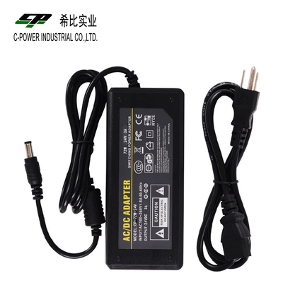 Efficiëntie 88% 24VDC 72W 24V 3A AC DC Desktop Power Supply voor uw tevredenheid
