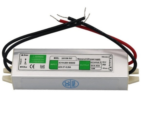 15W waterdichte voedingschauffeur voor LED-strook met één uitgang 12V 24V gelijkstroomtransformer