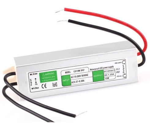 15W waterdichte voedingschauffeur voor LED-strook met één uitgang 12V 24V gelijkstroomtransformer