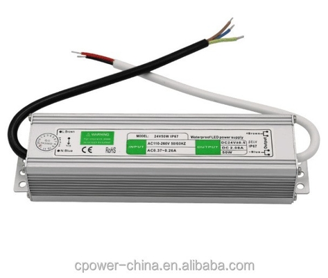 Zilveren Wit 24v DC Waterdicht Elektronisch 50W LED Driver 100w 25w IP67 Voeding Transformer