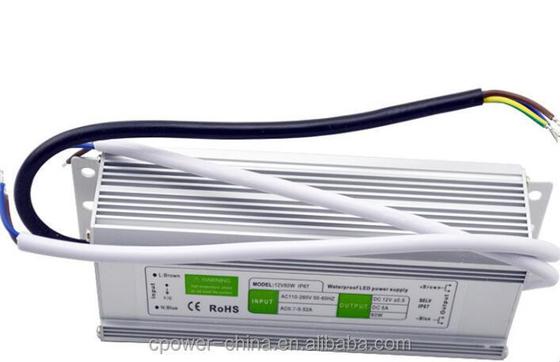 Single Output 60W 5A IP67 Waterdicht LED-stroomvoorziening 12V AC/DC met 86% efficiëntie