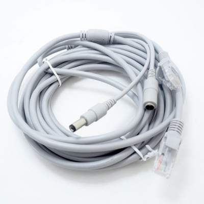 Twee-in-één kabel voor CCTV-verlenging Ethernet RJ45 en DC 12V Power NVR in grijze kleur
