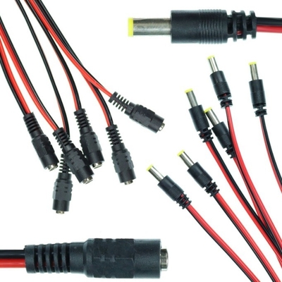 2.1mm x 5.5mm DC Mannelijke connector Plug End Cable Draad Pigtail Cord voor CCTV in zwart