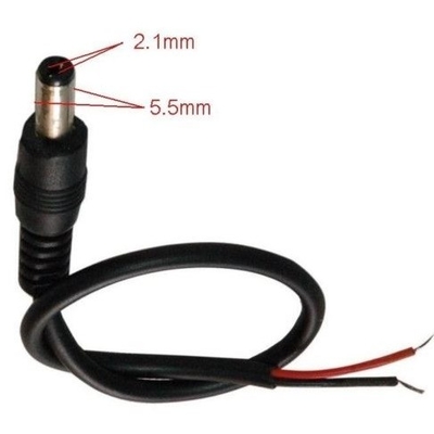 30 cm koperen geleider gelijkstroomkracht mannelijke stekker pigtail kabel voor telecommunicatiebewaking
