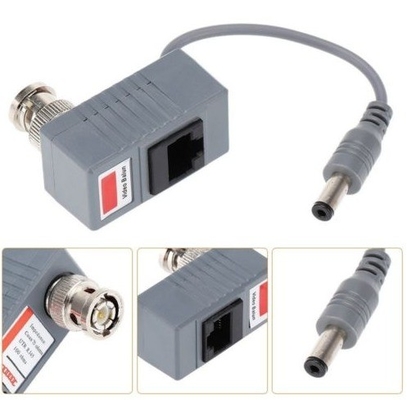 Passieve verbindingszender voor CCTV-camera Coax BNC Video Balun HD en Power Black
