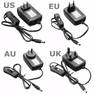 EU US UK Plug 100-240V naar DC 12V stroomtoevoeradapter met aan-uit schakelaar 2000mA uitgang