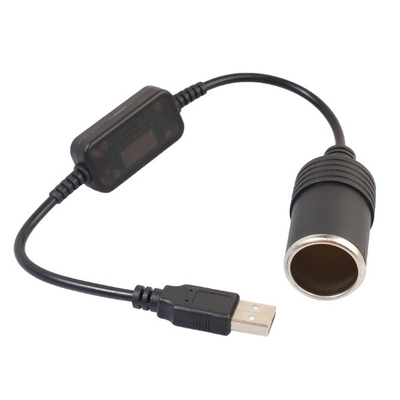 5V tot 12V USB Auto Sigarettenverlichting Socket Vrouwelijke converter Adapter Zwart PVC-ontwerp