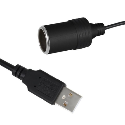 5V tot 12V USB Auto Sigarettenverlichting Socket Vrouwelijke converter Adapter Zwart PVC-ontwerp