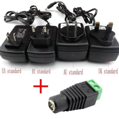 Zwarte en groene DC-krachtschroefterminal vrouwelijk 2.1x5.5mm Jack Connector Adapter voor CCTV-camera draad