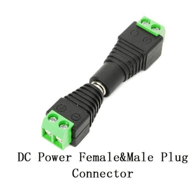 Zwarte en groene DC-krachtschroefterminal vrouwelijk 2.1x5.5mm Jack Connector Adapter voor CCTV-camera draad