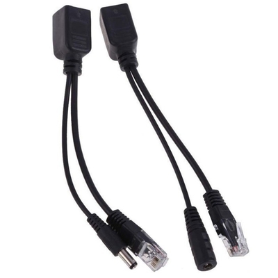 Zwarte passieve stroom via Ethernet Rj45 Poe Adapter Injector Splitter voor -40°C 60°C