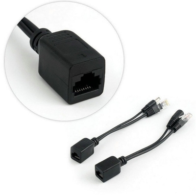 Zwarte passieve stroom via Ethernet Rj45 Poe Adapter Injector Splitter voor -40°C 60°C