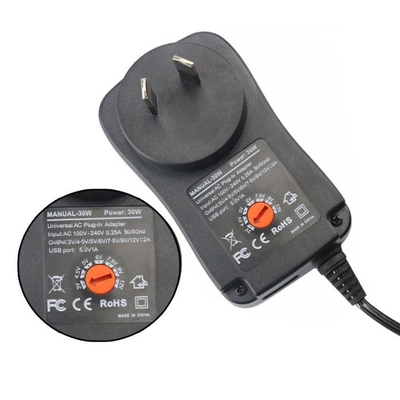 DC-uitgang 30W Universele voedingsadapter 100-240V AC 3V-12V Verstelbare meerdere tips