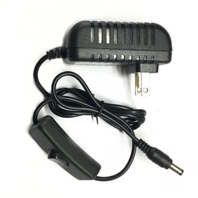 Zwarte stroomadapter AC100-240V 12V 2A 24W Adapter met aan/uit schakelaar en DC-aansluiting