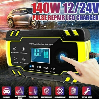 LCD-touchscreen 12V 8A 24V 4A batterijoplader voor auto motorfiets loodzuurbatterij